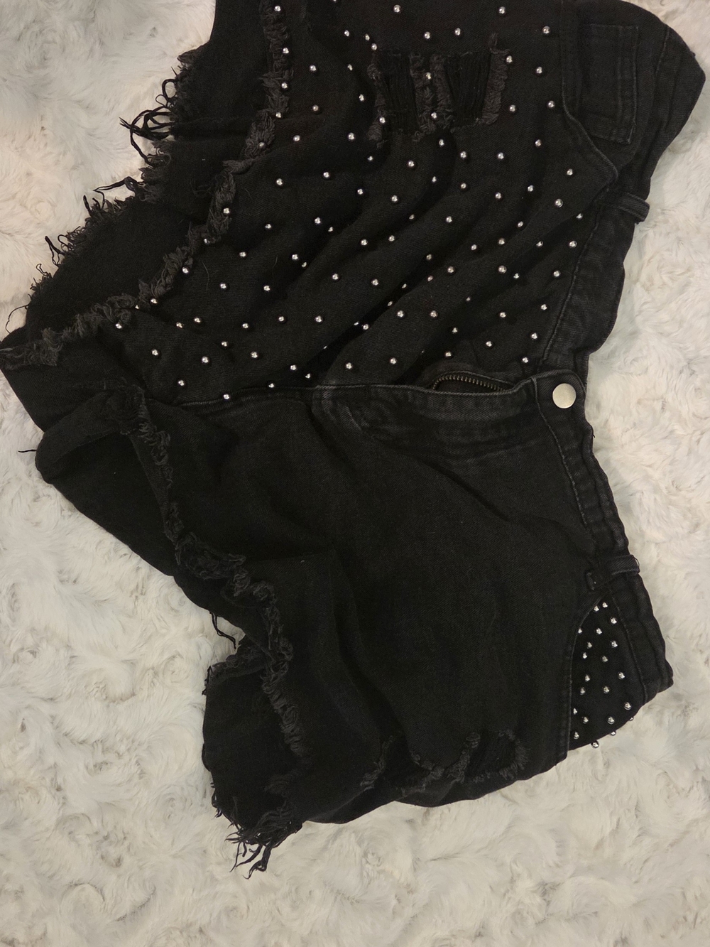 SHEIN Black Studded Curve Denim Shorts 3XL
